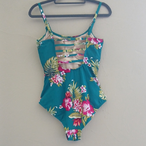 Kona Sol Green and Pink One Piece Swimwear Tropical Vibes Sz M - Picture 3 of 6